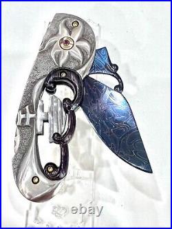 CUSTOM FOLDING KNIFE Mosaic DAMASCUS STEEL Titanium ARTS RARE S. JANGTANONG S-31