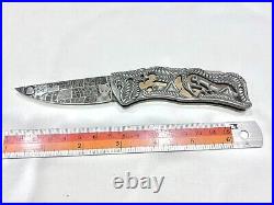 CUSTOM FOLDING KNIFE Mosaic DAMASCUS STEEL Titanium ARTS RARE S. JANGTANONG S-32