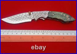 CUSTOM FOLDING KNIFE Stainless Damascus steel Handmade