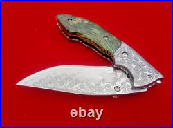 CUSTOM FOLDING KNIFE Stainless Damascus steel Handmade