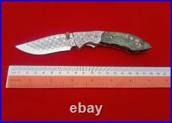 CUSTOM FOLDING KNIFE Stainless Damascus steel Handmade