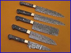 CUSTOM HAND FORGED Damascus Steel Knife Set of 5 Chef Set For Kitchen CH-57