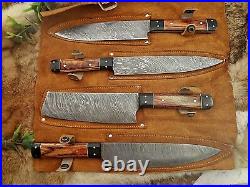 CUSTOM HAND FORGED Damascus Steel Set of 5 Chef Set Knife For Kitchen CH-54