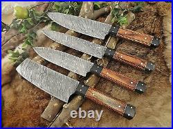 CUSTOM HAND FORGED Damascus Steel Set of 5 Chef Set Knife For Kitchen CH-54