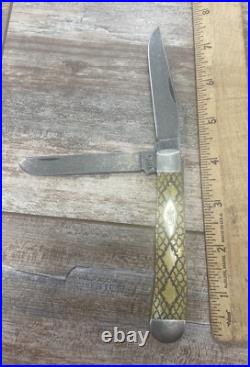 Case 6254D Trapper Damascus Rattlesnake Pattern Bone
