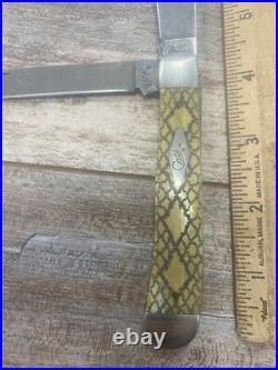 Case 6254D Trapper Damascus Rattlesnake Pattern Bone