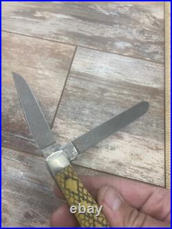 Case 6254D Trapper Damascus Rattlesnake Pattern Bone