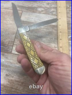 Case 6254D Trapper Damascus Rattlesnake Pattern Bone