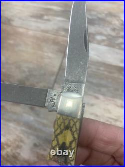 Case 6254D Trapper Damascus Rattlesnake Pattern Bone
