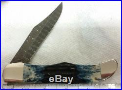 Case XX 6165 Folding Hunter knife, 2015, Damascus, Mediterranean Blue, #10838