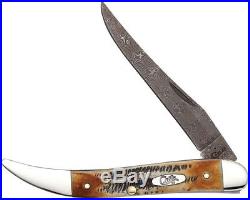 Case XX Cutlery Damascus Toothpick 6.5 Bonestag Handles Folding Knife 34804