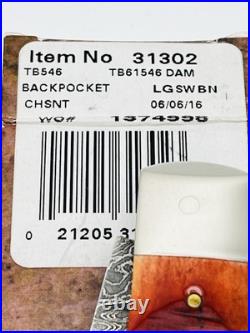 Case XX Damascus Sawcut Chestnut Bone Backpocket TB61546DAM