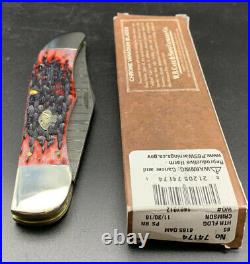 Case XX Knife 74174 Crimson Bone Folding Hunter Damascus New in Box