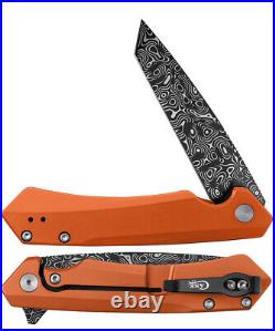 Case XX Pocket Knife Kinzua Damascus Print- Orange Anodized Aluminum Edc