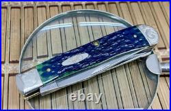 Case XX USA 2007 Hunter Green Bone Factory Scrolled Damascus Trapper 1/150 Knife