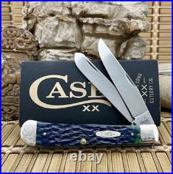 Case XX USA 2007 Hunter Green Bone Factory Scrolled Damascus Trapper 1/150 Knife