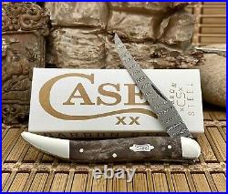 Case XX USA 2024 Natural Maple Burl 15093 Ladder Damascus Medium Toothpick Knife
