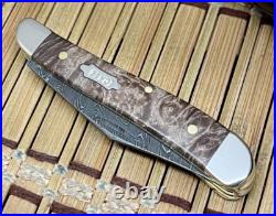 Case XX USA 2024 Natural Maple Burl 15094 Ladder Damascus Peanut Pocket Knife