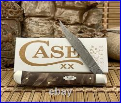Case XX USA 2024 Natural Maple Burl 15096 Ladder Damascus Slimline Trapper Knife