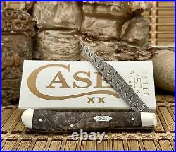 Case XX USA 2024 Natural Maple Burl 15096 Ladder Damascus Slimline Trapper Knife