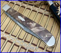 Case XX USA 2024 Natural Maple Burl 15096 Ladder Damascus Slimline Trapper Knife