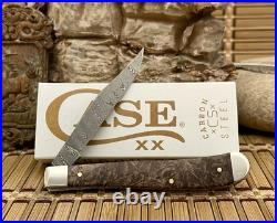 Case XX USA 2024 Natural Maple Burl 15096 Ladder Damascus Slimline Trapper Knife