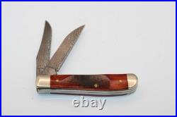 Case XX USA 6207 W Dam Wharncliffe Mini Trapper Damascus Sawcut Bone Knife 2016