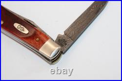 Case XX USA 6207 W Dam Wharncliffe Mini Trapper Damascus Sawcut Bone Knife 2016