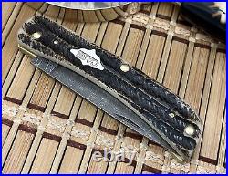 Case XX USA Amazing Vintage Bone Damascus 77461 Sod Buster Jr Pocket Knife