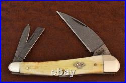 Case XX USA Burnt Bone Damascus Seahorse Whittler Knife 2014 6355 Wh Dam (25180)