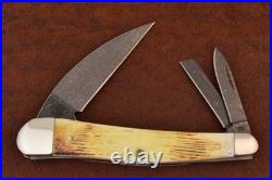 Case XX USA Burnt Bone Damascus Seahorse Whittler Knife 2014 6355 Wh Dam (25180)