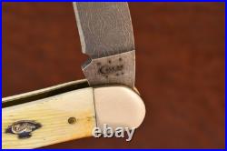 Case XX USA Burnt Bone Damascus Seahorse Whittler Knife 2014 6355 Wh Dam (25180)