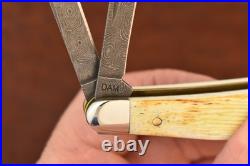 Case XX USA Burnt Bone Damascus Seahorse Whittler Knife 2014 6355 Wh Dam (25180)