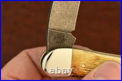 Case XX USA Burnt Bone Damascus Seahorse Whittler Knife 2014 6355 Wh Dam (25180)