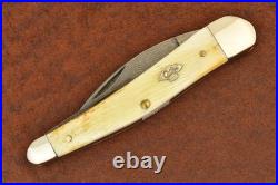 Case XX USA Burnt Bone Damascus Seahorse Whittler Knife 2014 6355 Wh Dam (25180)