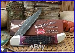 Case XX USA Exquisite CRIMSON Bone Ladder DAMASCUS CA74174 Folding Hunter Knife