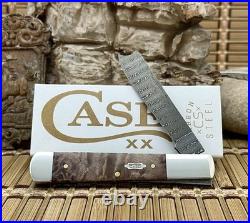 Case XX USA Natural Maple Burl 15092 Ladder Damascus Razor Barlow Knife