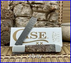 Case XX USA Natural Maple Burl 15092 Ladder Damascus Razor Barlow Knife