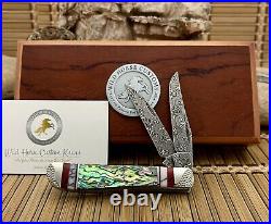 Case XX Wild Horse Custom Abalone & Bloody Jasper Damascus Mini Trapper Knife #2