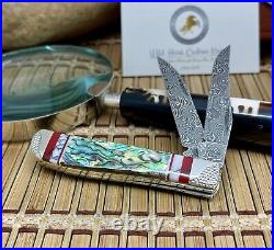 Case XX Wild Horse Custom Abalone & Bloody Jasper Damascus Mini Trapper Knife #2