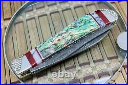 Case XX Wild Horse Custom Abalone & Bloody Jasper Damascus Mini Trapper Knife #2