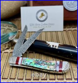 Case XX Wild Horse Custom Abalone & Bloody Jasper Damascus Mini Trapper Knife #2