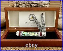 Case XX Wild Horse Custom Abalone & Bloody Jasper Damascus Mini Trapper Knife #2