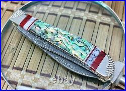 Case XX Wild Horse Custom Abalone & Bloody Jasper Damascus Mini Trapper Knife #2