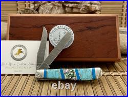 Case XX Wild Horse Custom Abalone & Turquoise Damascus Mini Trapper Knife #1