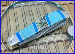 Case XX Wild Horse Custom Abalone & Turquoise Damascus Mini Trapper Knife #1
