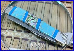 Case XX Wild Horse Custom Abalone & Turquoise Damascus Mini Trapper Knife #1
