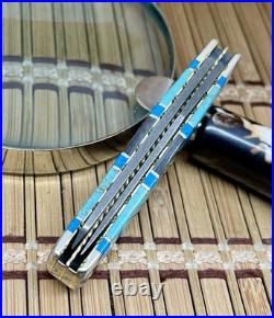 Case XX Wild Horse Custom Abalone & Turquoise Damascus Mini Trapper Knife #1