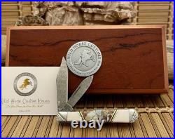 Case XX Wild Horse Custom Red Brown Jasper Damascus Swell Center Jack Knife #1/1