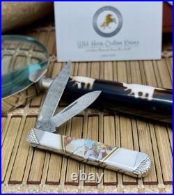Case XX Wild Horse Custom Red Brown Jasper Damascus Swell Center Jack Knife #1/1